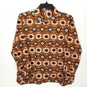 Duluth Trading Women Flannel Shirt Size XL Aztec Tribal Desert Long Sleeve